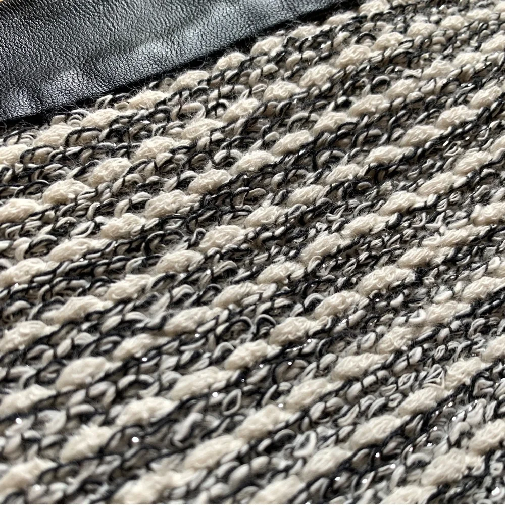 Anthropologie Rue‎ 58 White Gray Metallic Tweed Fit Flare Circle Skater Skirt XS